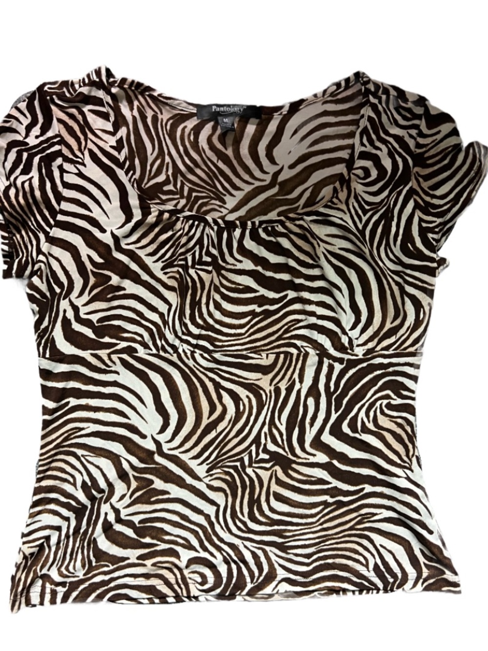 Pantology Brown & White Zebra-Print Short Sleeve Tee